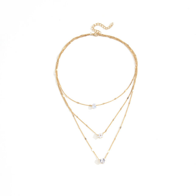 Multi-layer Fashion Heart Pendant Star Necklace for Woman