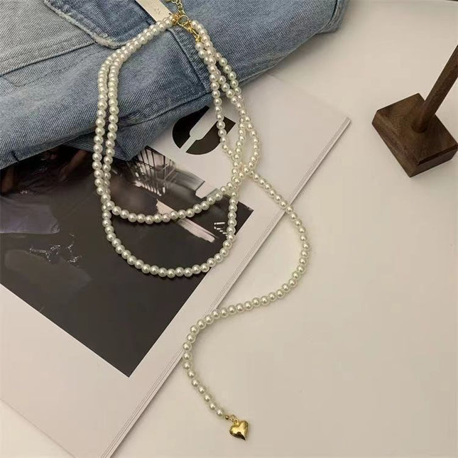 New Design Wedding Pearl Necklace Party Choker Heart Charm - FASHION SHEGOODS LLC