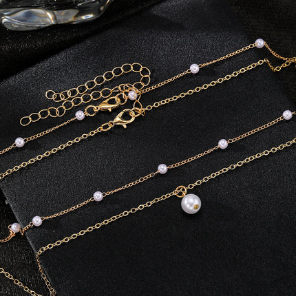 Pearl Tassel Pendant Necklace Double Layer