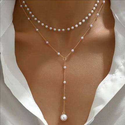 Pearl Tassel Layered Necklace
