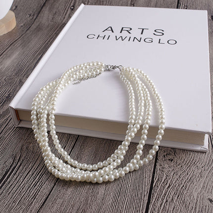 Multilayer Simulated Pearl Choker Necklace for Women - FASHION SHEGOODS LLC