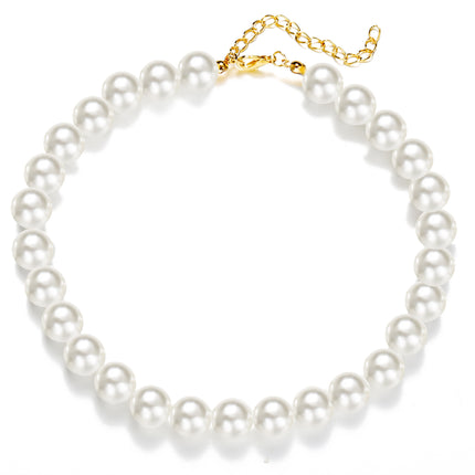 Elegant White Imitation Pearls Necklace Choker Women