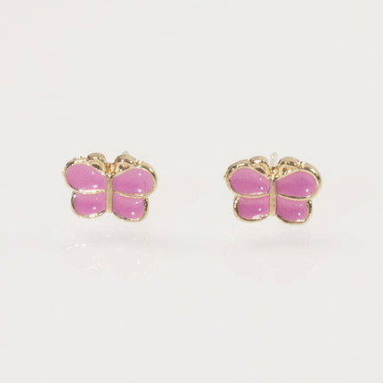 Butterfly Enamel Pink Stud Earrings