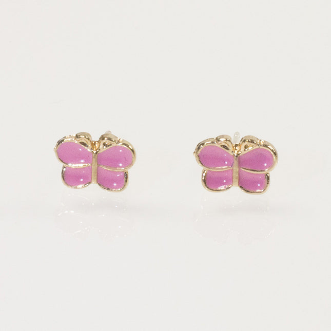 Butterfly Enamel Pink Stud Earrings