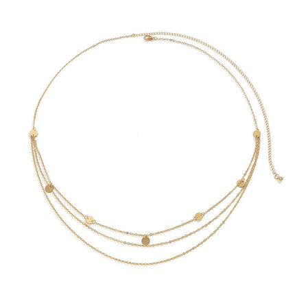 Sexy Metal Thin Body Chain Belts Sexy Simple Sequin Pendant Body Chain