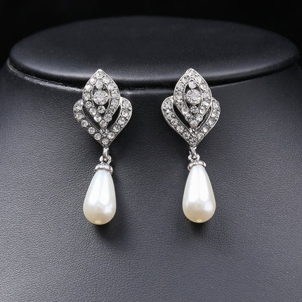 Women Crystal Pearl Rhinestones Bridal Wedding Jewelry Sets