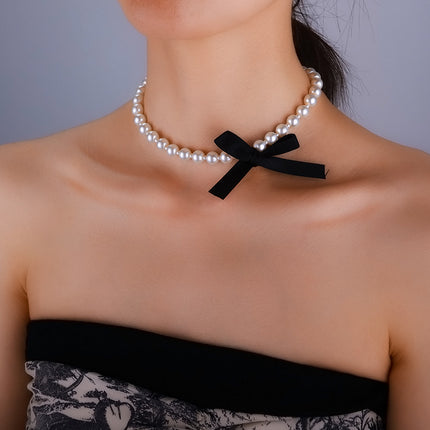 Black Ribbon Choker Necklace for Women