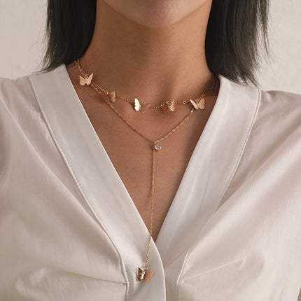 Double Layered Long Chain Necklace for Women