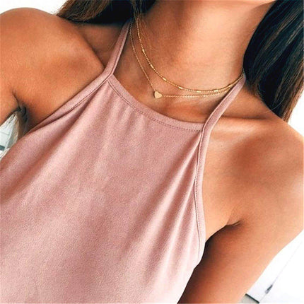 Pearl Chain Necklace Love Heart Pendant