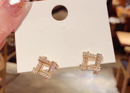 Square Crystal Rhinestone Stud Earring