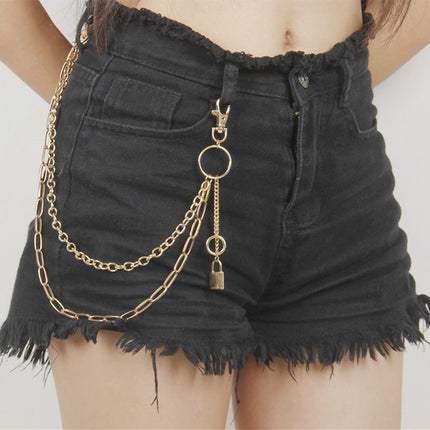 Hip Hop Punk Hollow Out Lock Pendant Chain