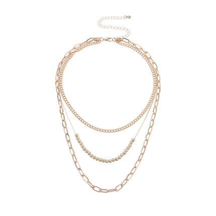 Paperclip Chain Triple Layer Necklace