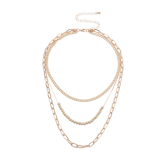 Paperclip Chain Triple Layer Necklace