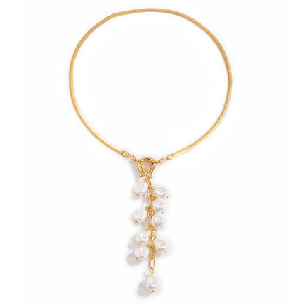 Snake Chain Necklace Retro Pearl Tassel