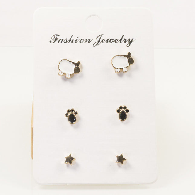 Sheep foot stud earrings set