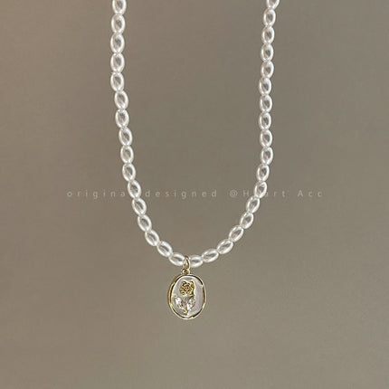 French Rose Pearl Necklace - FASHION SHEGOODS LLC