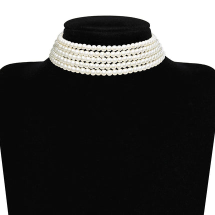 Layered Choker Pearl Necklaces Jewelry Set - FASHION SHEGOODS LLC