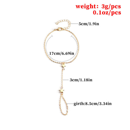 Geometric Star Charm Slave Bracelet With Ring