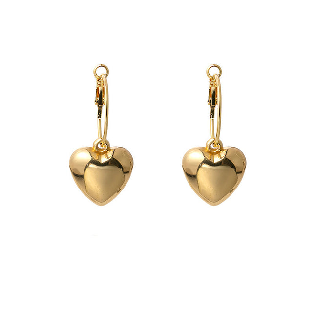Love Heart Charm Hoop Earring