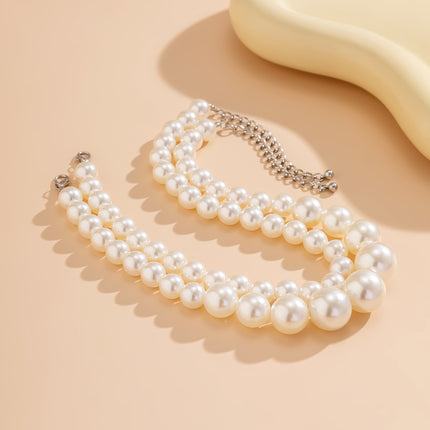 New Fashion Necklace Double-layer Pearl Choker Necklace Pearl Beaded Necklace