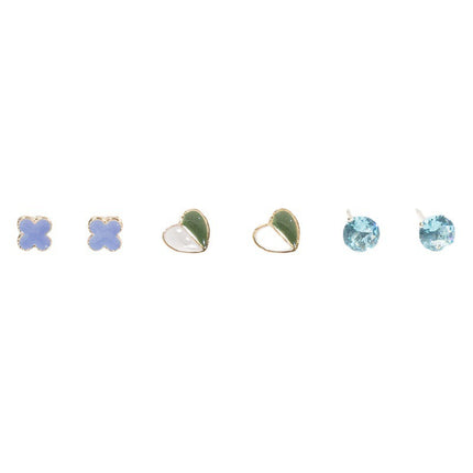 Love four-leaf clover zircon stud earrings set