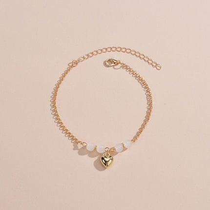 Summer Anklets Chain Beach Vacation Heart Pearl Anklets Jewelry