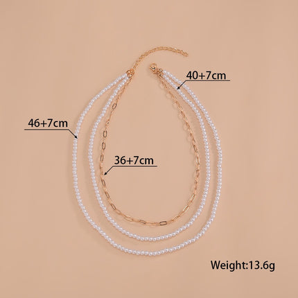 New Pearl Necklace Round Multi Layer White Chain - FASHION SHEGOODS LLC