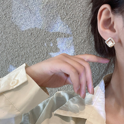 Opal Earrings Geometric Square - FASHION SHEGOODS LLC