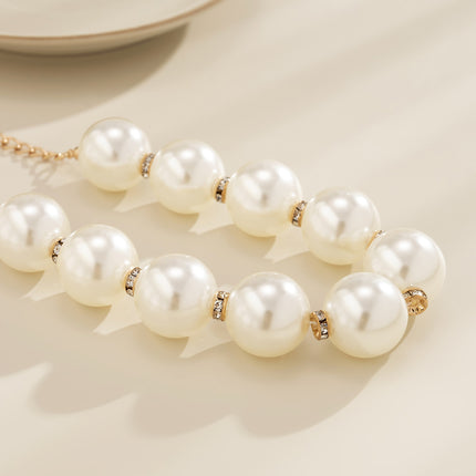 Bridal Statement Necklace Jewelry Big Pearl Rhinestone Choker