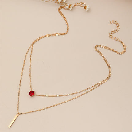 Layered Drop Crystal Bar Necklace