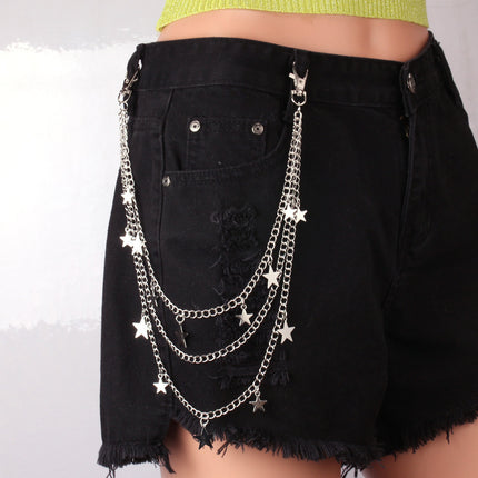 Punk Rock Layered Chain Belts Metal Keychains