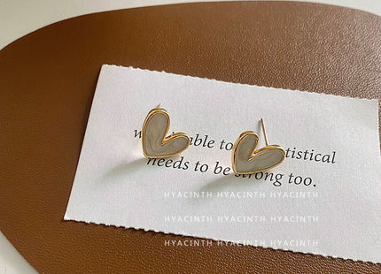Black White LOVE Heart Stud Earrings for Women