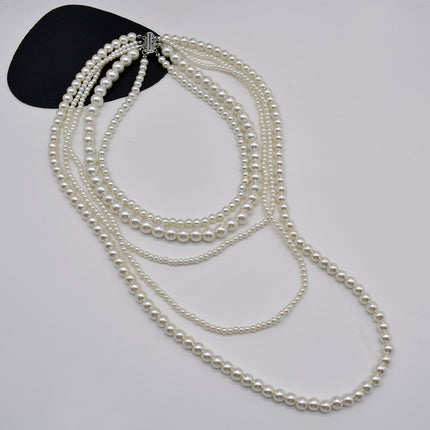 Ladies Multi Layer Necklace Pearl Bead Chain Design - FASHION SHEGOODS LLC
