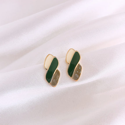 Green Enamel Irregular Stud Earring - FASHION SHEGOODS LLC