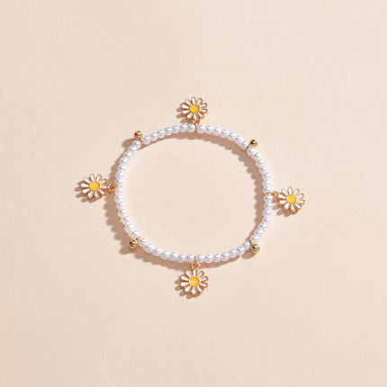 Summer Pearl Daisy Pendant Beach Sweet Cute Anklet Chain