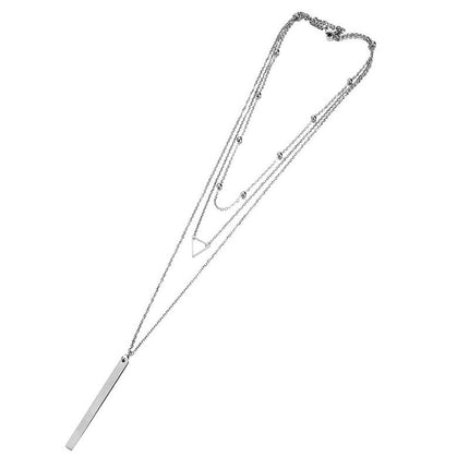 Geometric Triangle Stick Long Pendant Multi-Layer Necklace