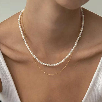 Multilayer Elegant Pearl Necklaces Gold Metal Chain - FASHION SHEGOODS LLC