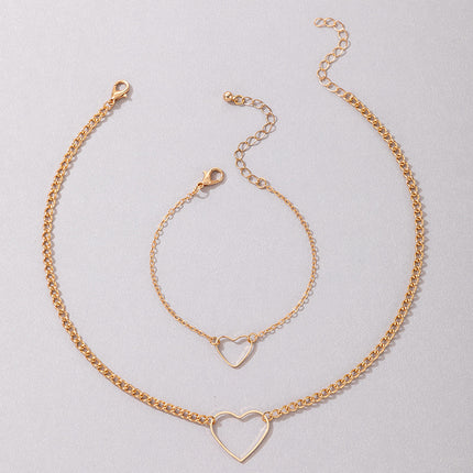 Chain Hollow Heart Choker Necklace