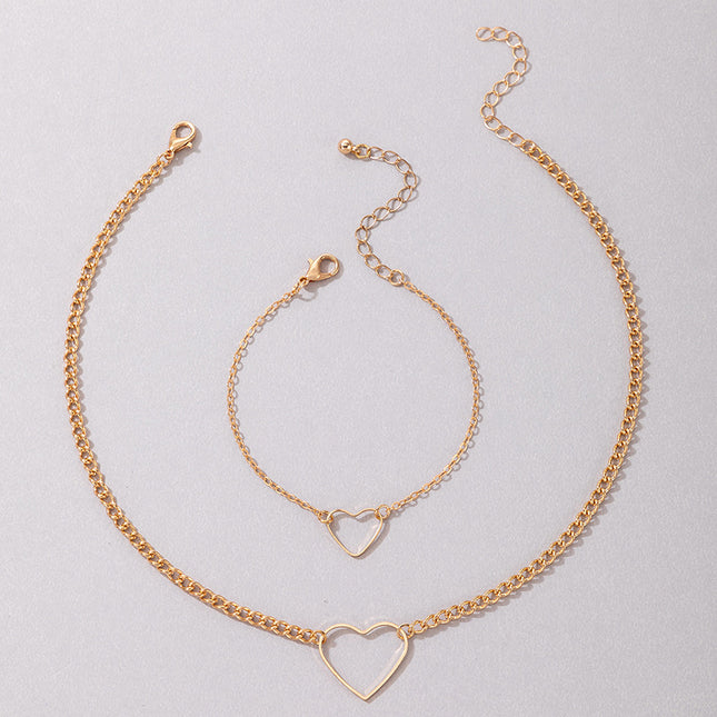 Chain Hollow Heart Choker Necklace