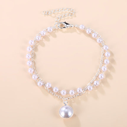 Pearl Double Layers Beaded Chain Bracelet