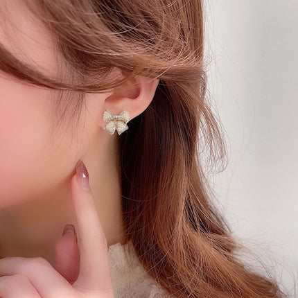 Pearl Bow knot Stud Earrings for Women - FASHION SHEGOODS LLC
