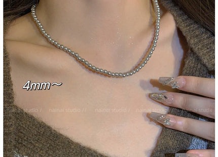 Gray Glass Pearl Fashion Necklaces for Gift