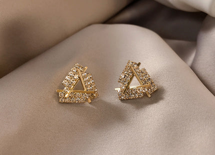 Full Rhinestone Triangle Shape Stud Earrings