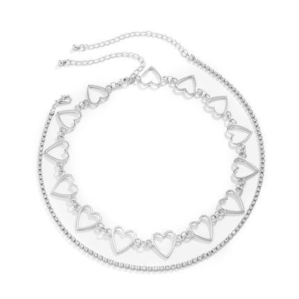 Hollow Out Multilayer Pendant Necklace Simple Heart - FASHION SHEGOODS LLC