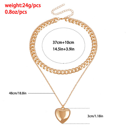Double Layered Heart Pendant Necklace