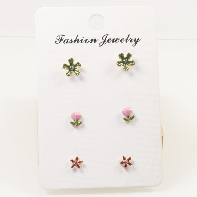 Spring flower stud earrings set