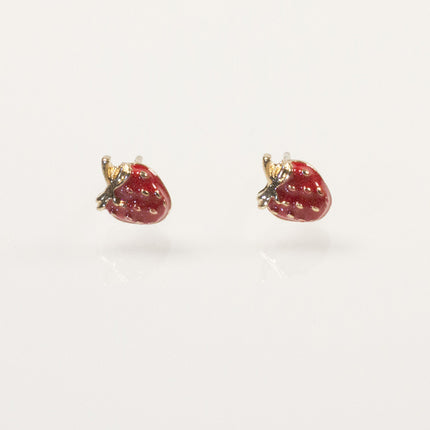 Cute Red Strawberry Fruit Stud Earrings