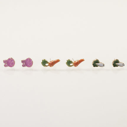 Cute bunny carrot stud earrings set