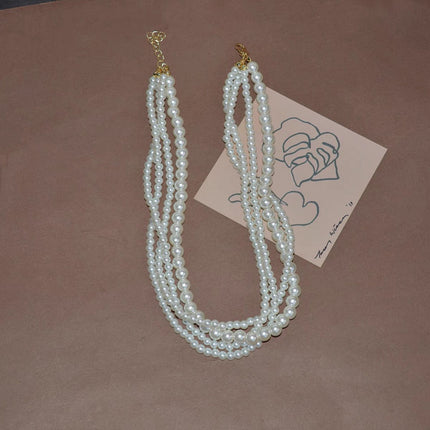 White Multi-Layer Pearl Wedding Necklace