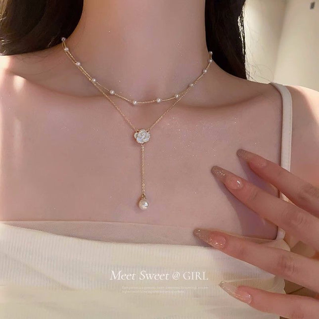 Pearl Camellia Necklace Women